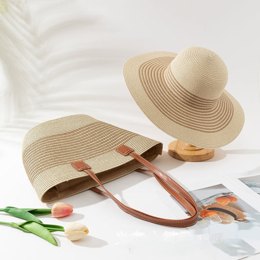 Straw Hat Bag Two-piece Set Seaside Vacation