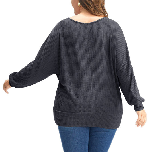 Plus Size Women's Shirt Long Sleeve V-neck