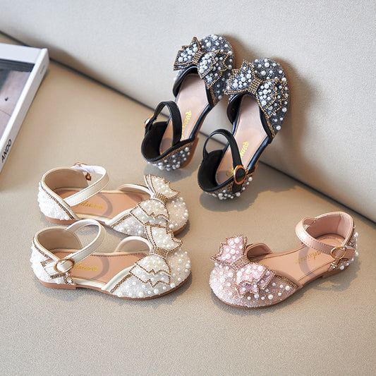 Summer Girl Pearl Bow Princess Flats