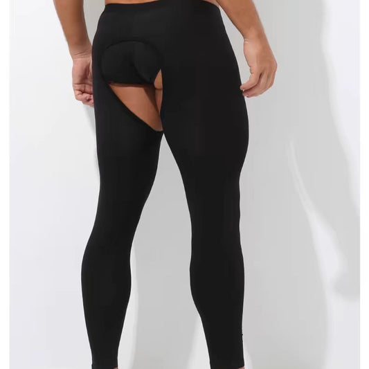 Men's Open Crotch Thermal Pants Thin Leggings Tight