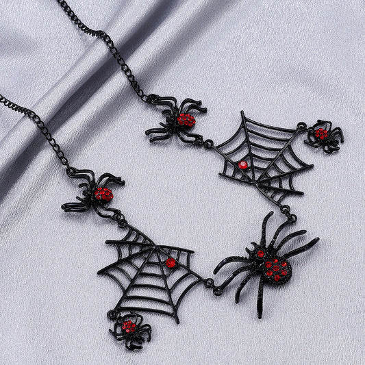 Halloween Spider And Spider Web Necklace Personality Clavicle Necklace