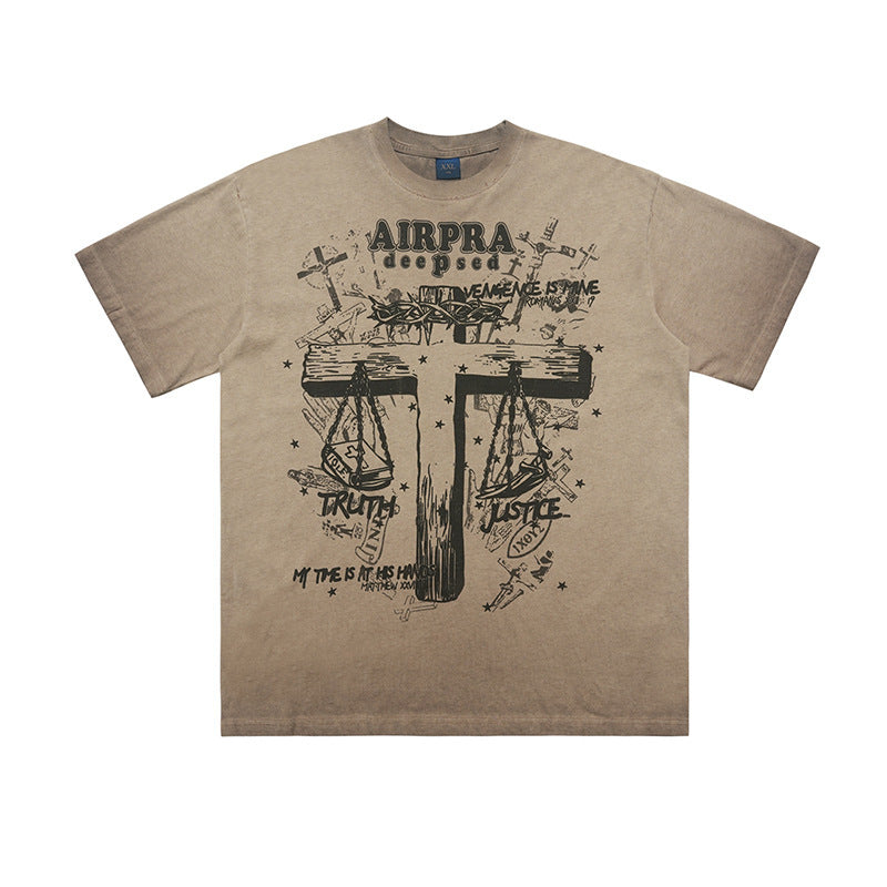 Printed Cotton Short-sleeved T-shirt