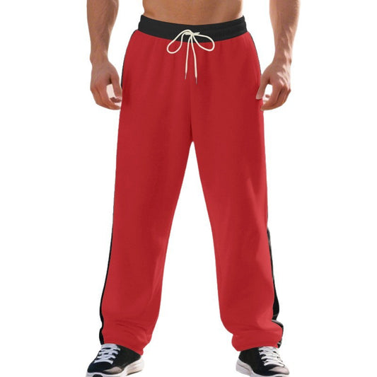 Loose Color Contrast Patchwork Straight Wide Leg Sweatpants