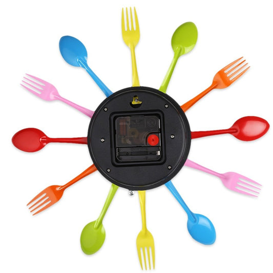 Multi-color Fork Spoon Cutlery Wall Clock