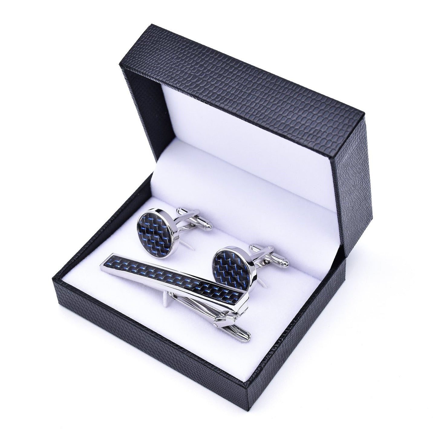 Carbon Fibre Cufflinks and Stickpin Set