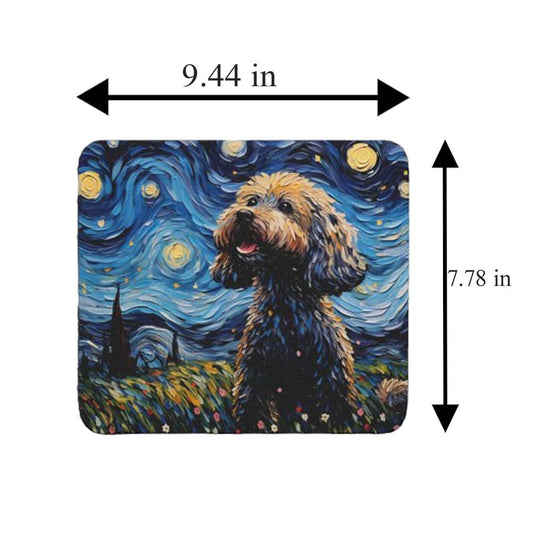 Starry Night Dog Poodle Non-Slip Computer Mousepad
