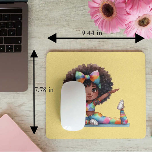 Afro Girl Yoga Pose Non-Slip Computer Mousepad Mouse Pad