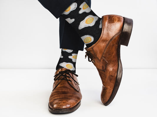Cozy Designer Trending Food Socks - Eggs - for Men and Women