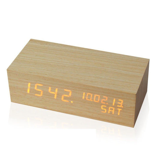 Classic Rectangle Wood LED Clock