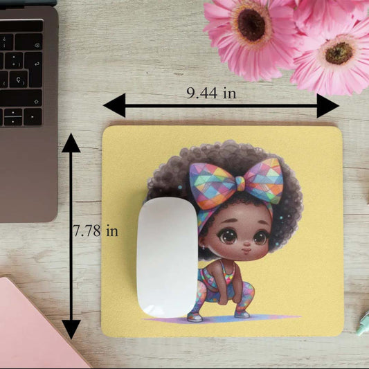 Afro Girl Yoga Pose Non-Slip Computer Mousepad Mouse Pad
