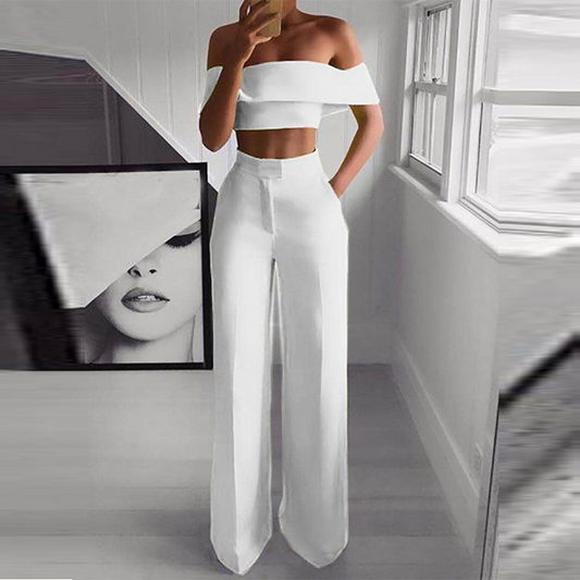 FlexiChic™ – Wide Leg Pants & Crop Top Two-Piece Set