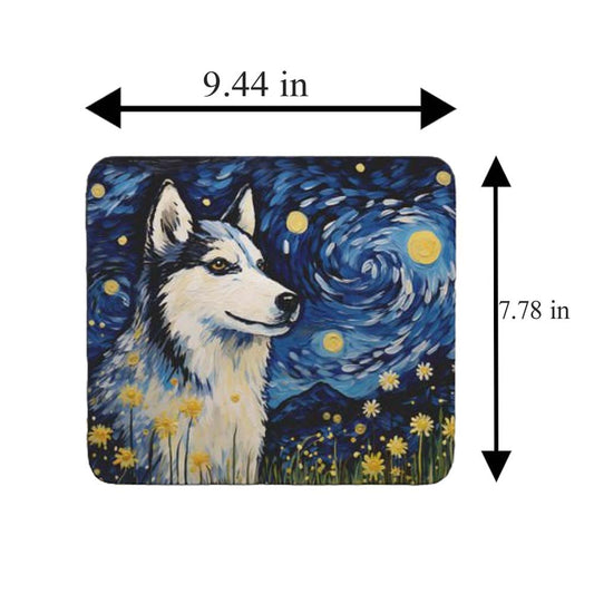 Starry Night Dog Husky Non-Slip Computer Mousepad