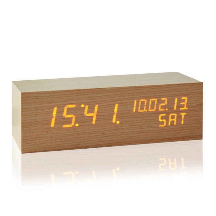 Classic Rectangle Wood LED Clock