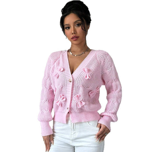 Women's Long Sleeve Bowknot Knitwear Cardigan