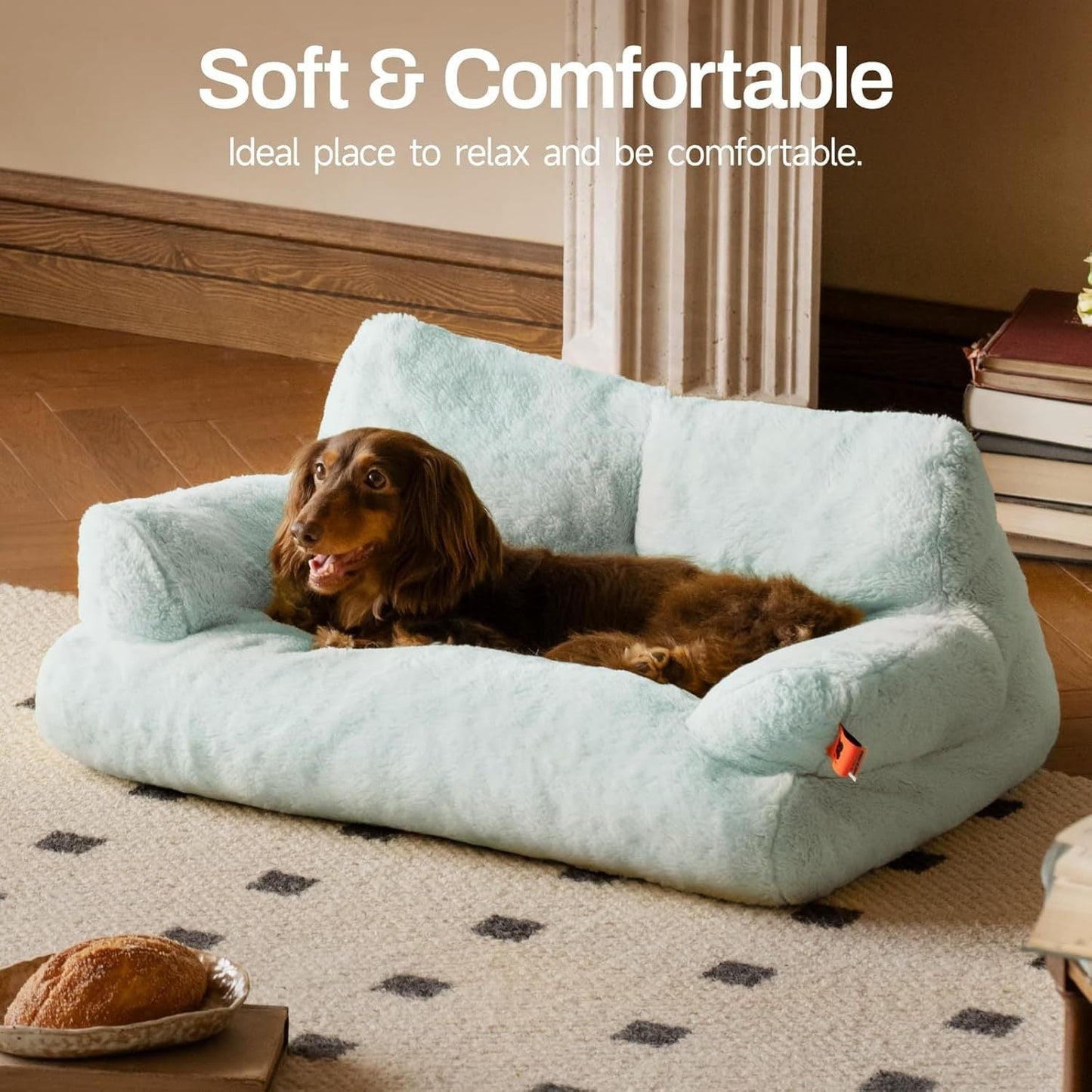 MEWOOFUN Plush Cat Bed For Indoor Cats - Washable 26x19x13 Inch Pet