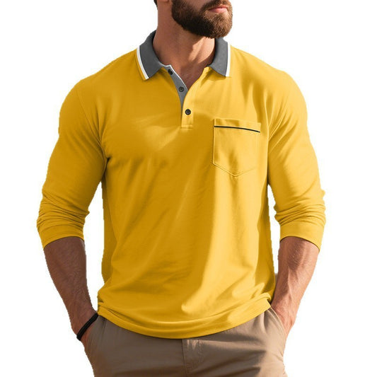 Spring And Autumn American Long-sleeved Men's Polo Shirt