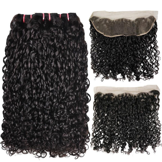 10A Grade Brazilian Pissy Curly Fumi Human Hair 3/4 Bundles With 4x4