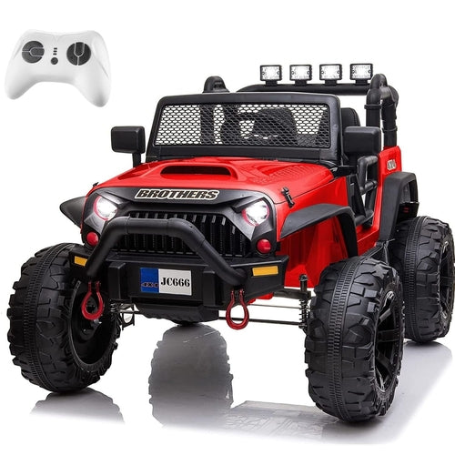 Red 48.4" Large Ride On Car for Kids, Battery Powered Electric Car