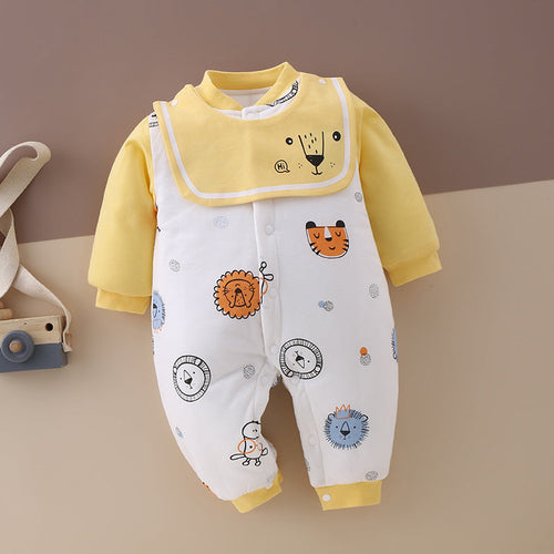 SnuggleZoo™ – Thick Winter Baby Onesie with Animal Print