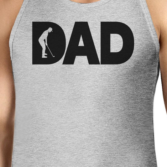 Dad Golf Mens Grey Sleeveless Tee Funny Design