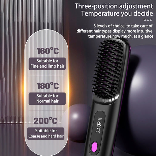 2 In 1 Straight Hair Comb Wireless Hair Straightener Brush Hair Fast