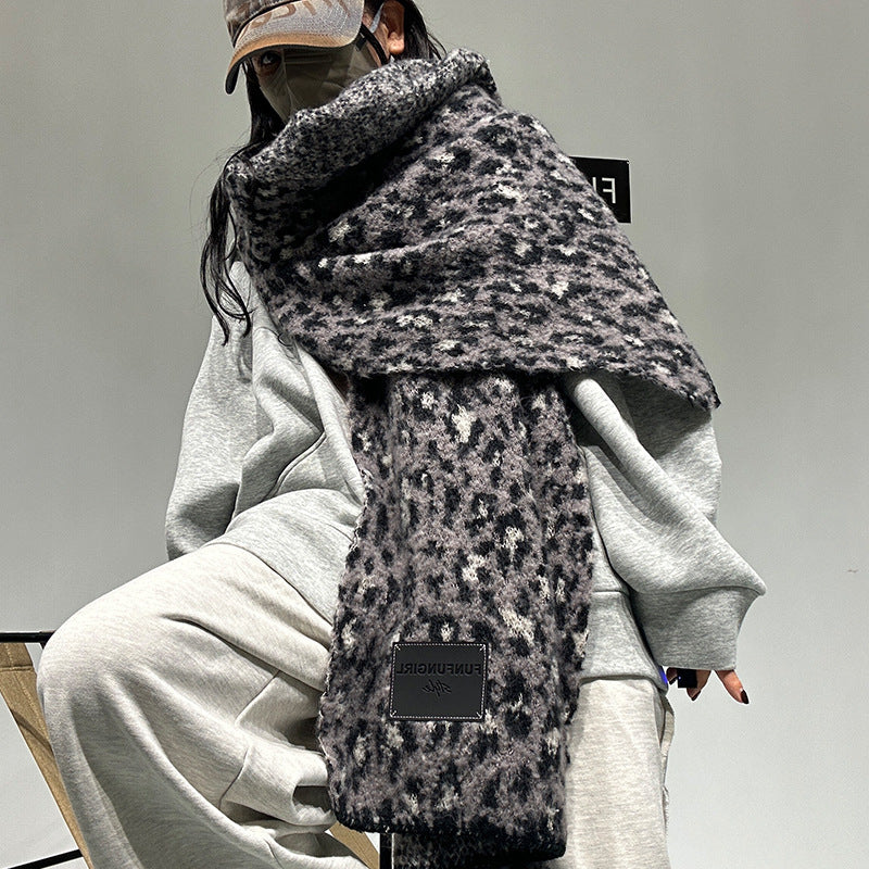Warm Leopard Print Scarf