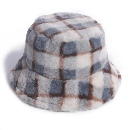 Blue Plaid Bucket Hat, Gingham checkered hat