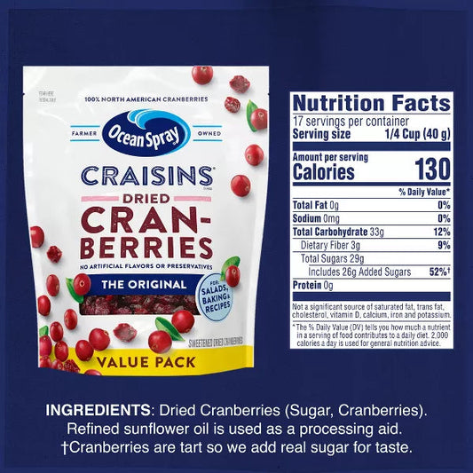 Ocean Spray Dried Cranberries Value Pack, 24oz.