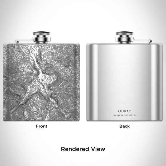 Ouray - Colorado Engraved Topographic Map Hip Flask