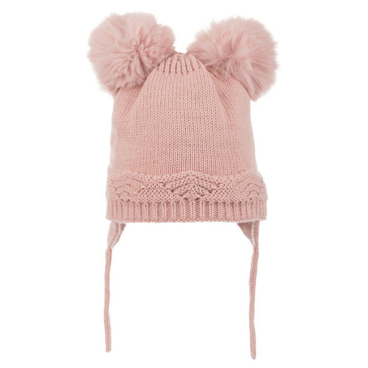 Infant & Toddler Knitted Winter Beanie with Pompom "Ears" For Girls