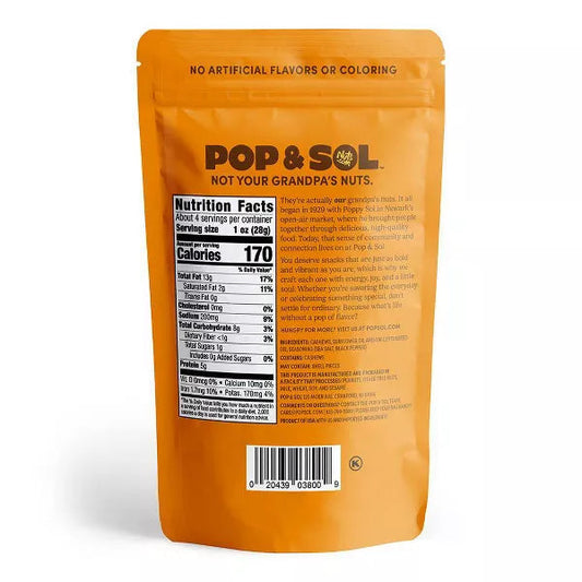 Pop & Sol by Nuts.com Sea Salt & Pepper Cashews, 4oz.