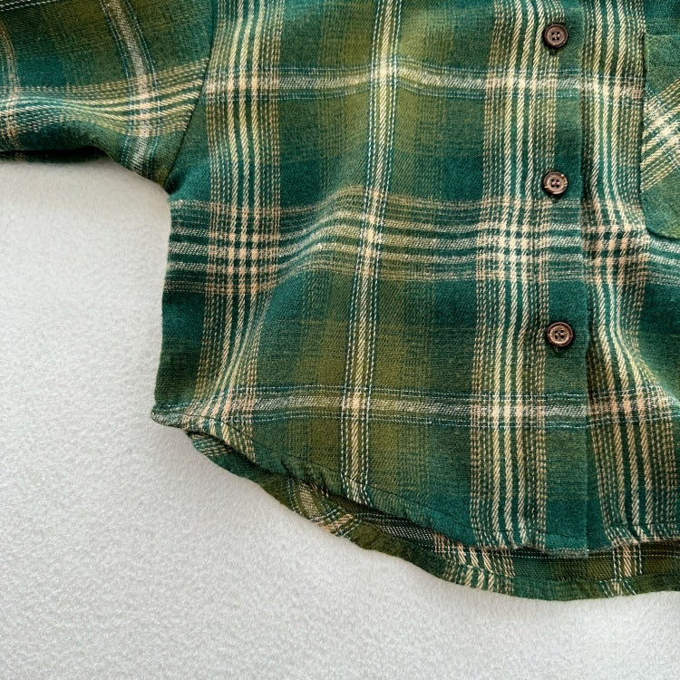 European and American Vintage Style Kids’ Outerwear: Plaid Long