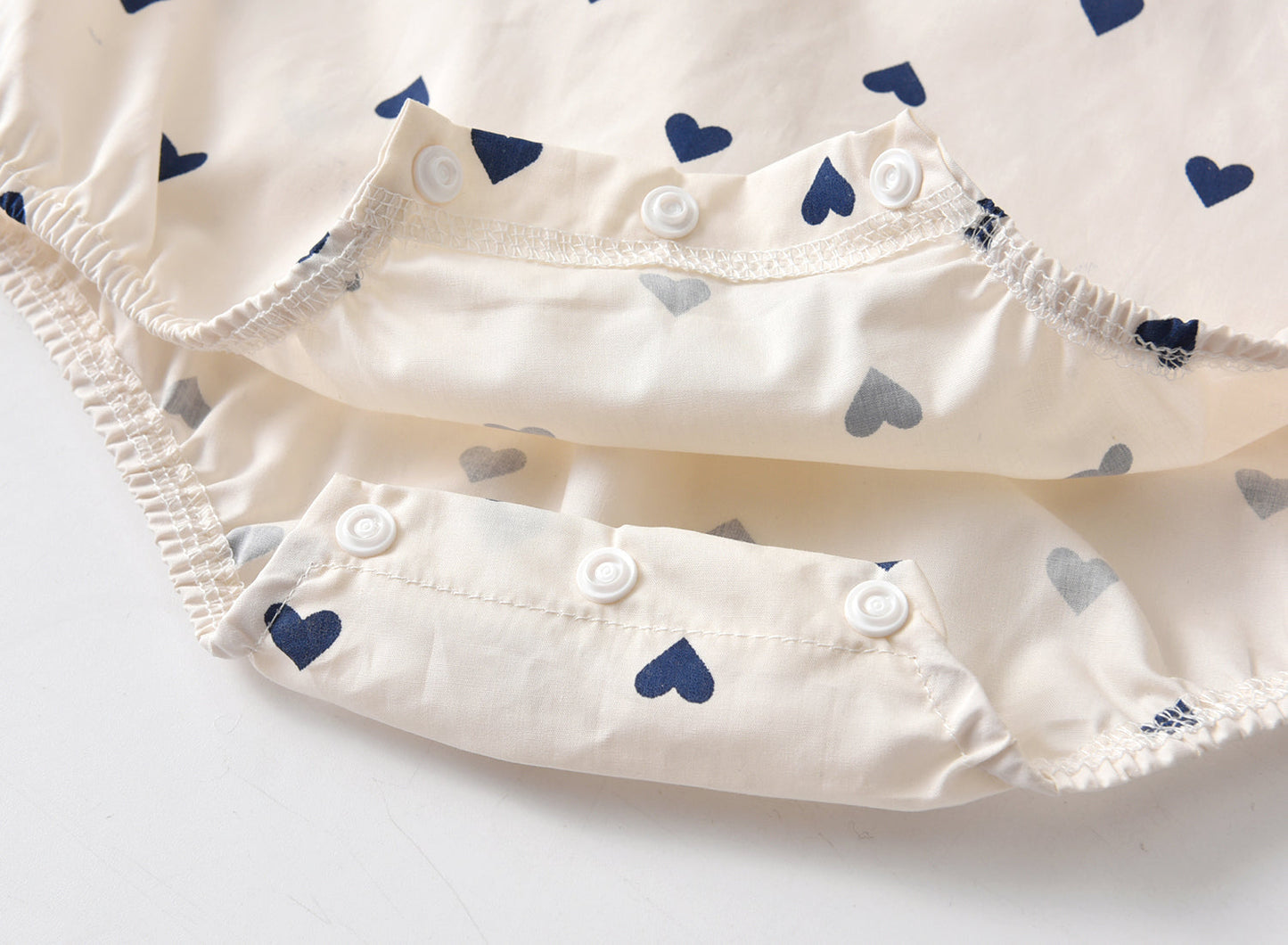 Baby Girls Heart Print With Headband Long-Sleeved Onesies