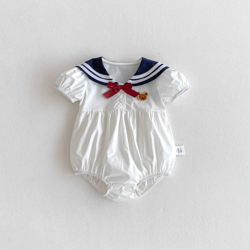 Summer Arrival Baby Girls Cute Preppy Short Sleeves Butterfly-bow