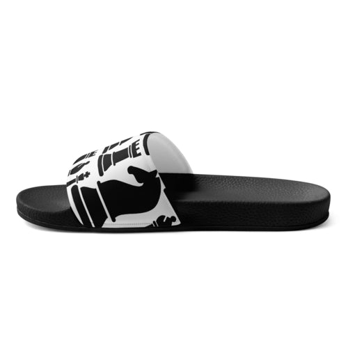 Women’s Slides Black and White Chess Print