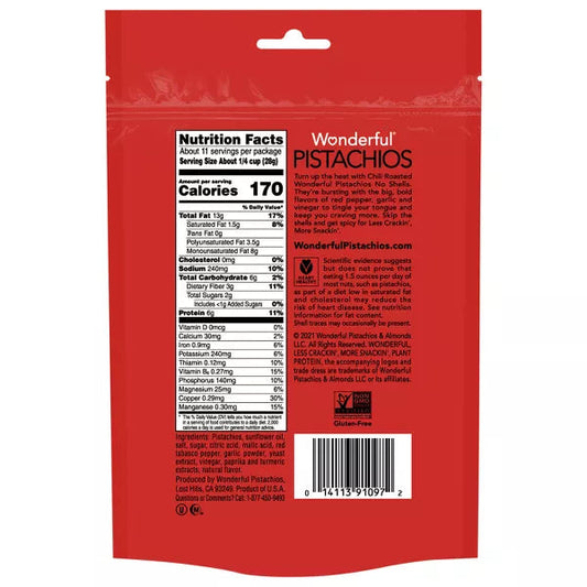Wonderful Pistachios No Shells Chili Roasted, 11oz