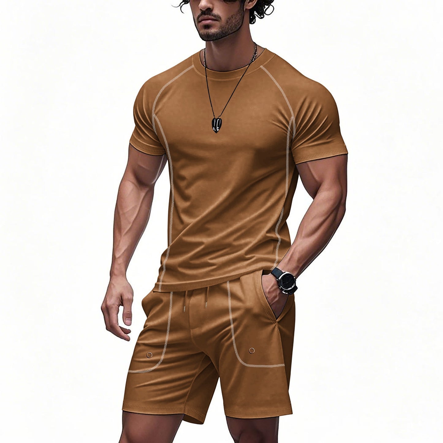 Minimalism Short Sleeve Shorts Suit