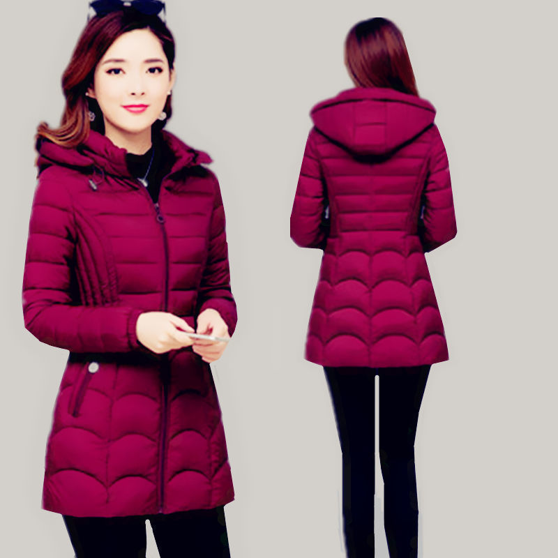 Women's Mid-length Simple Slim-fit Figure Flattering Cotton-padded Coat