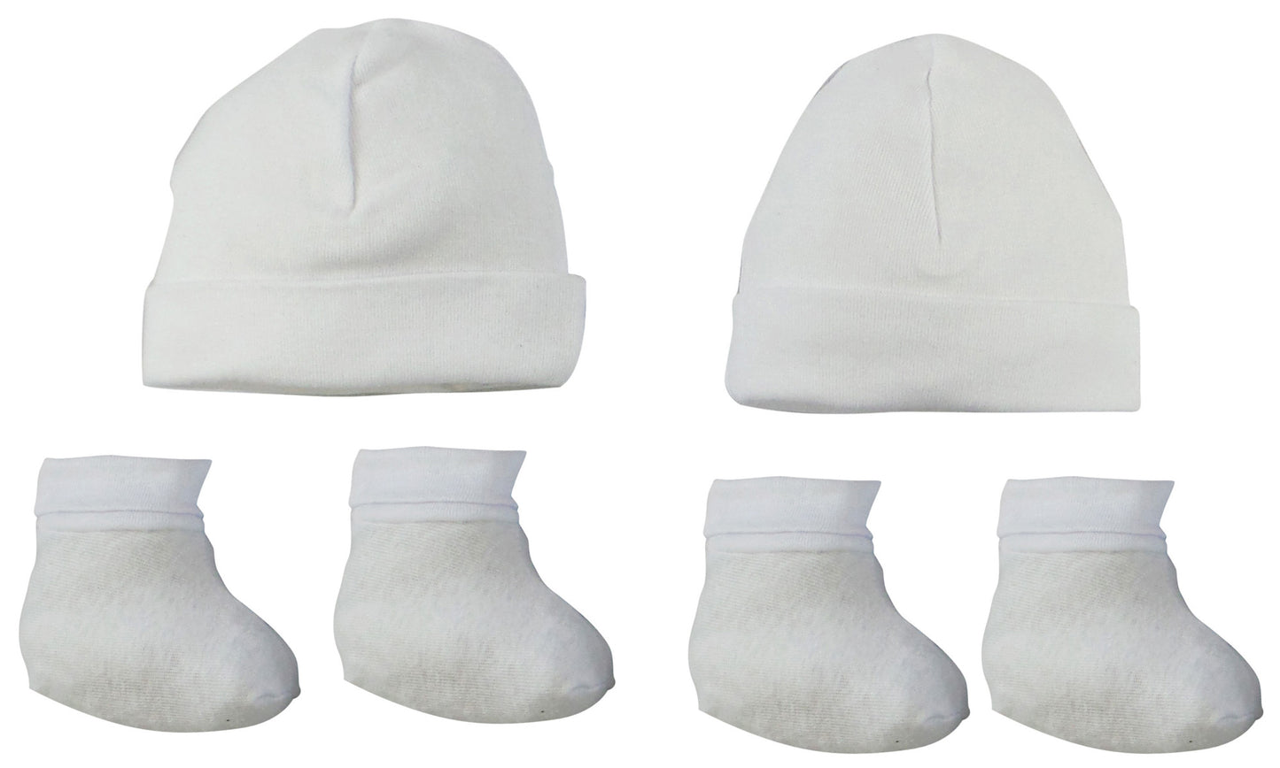 Cap & Bootie Set - White (Pack of 2)