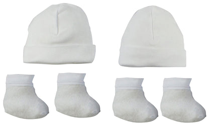 Cap & Bootie Set - White (Pack of 2)