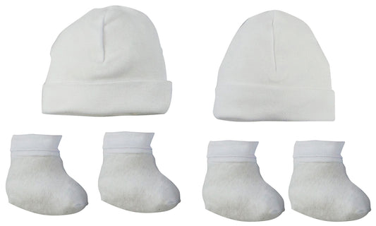 Cap & Bootie Set - White (Pack of 2)