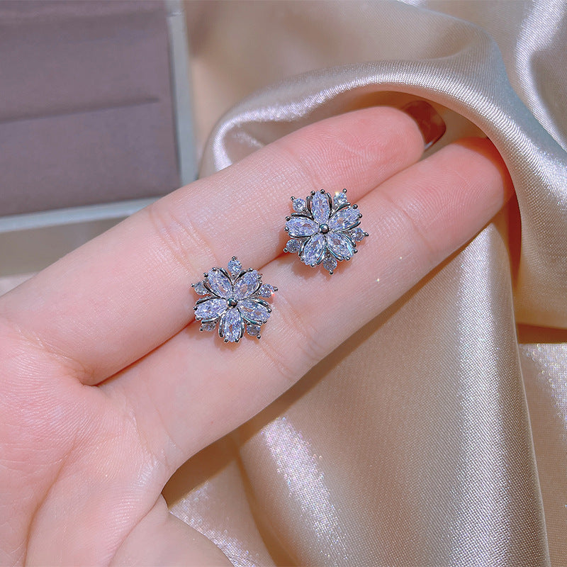 Fashion Jewelry Zircon Women Necklace Ring Double Layers Flower Cubic