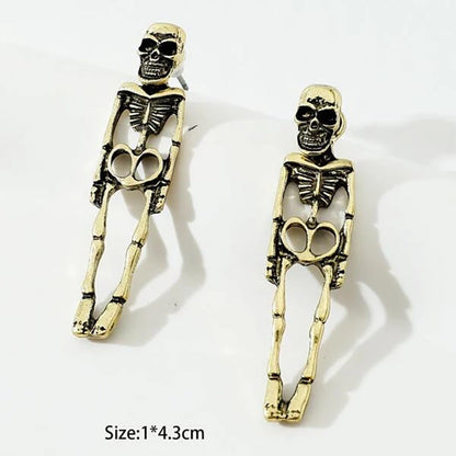Halloween Earrings Skull Simulation Human Skeleton Detachable Stud