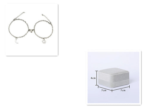 2Pcs Sun Moon Charm Magnet Attraction Stainless Steel Bracelets For