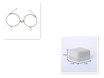 2Pcs Sun Moon Charm Magnet Attraction Stainless Steel Bracelets For
