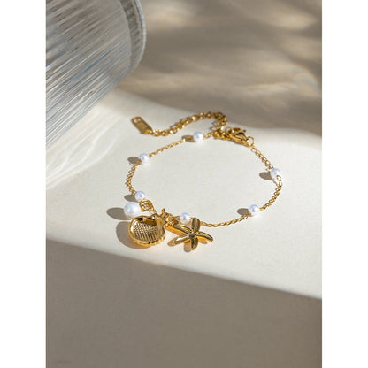 Fashion Jewelry 18K Gold Stainless Steel Pearl Chain Summer Holiday