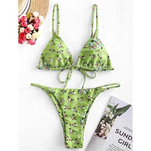 Summer Flowers Print Bikini Sexy Beach Swimming Suit Fashion Push Up