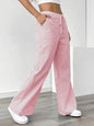 New Striped Trousers With Pockets Casual Versatile Loose Wide Leg