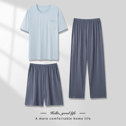 Men's Pajamas Thin Three-piece Home Wear