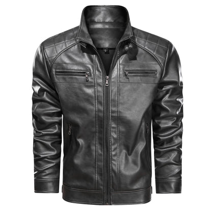 Men's Faux Leather Cafe Racer Jacket